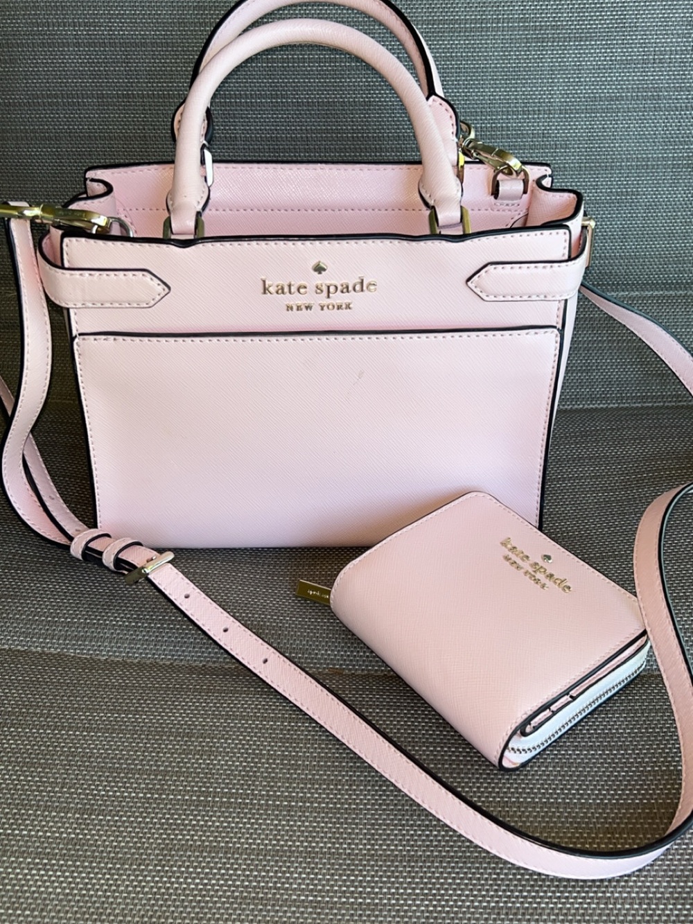 kate spade Pale Pink Leather Satchel and Matching Wallet